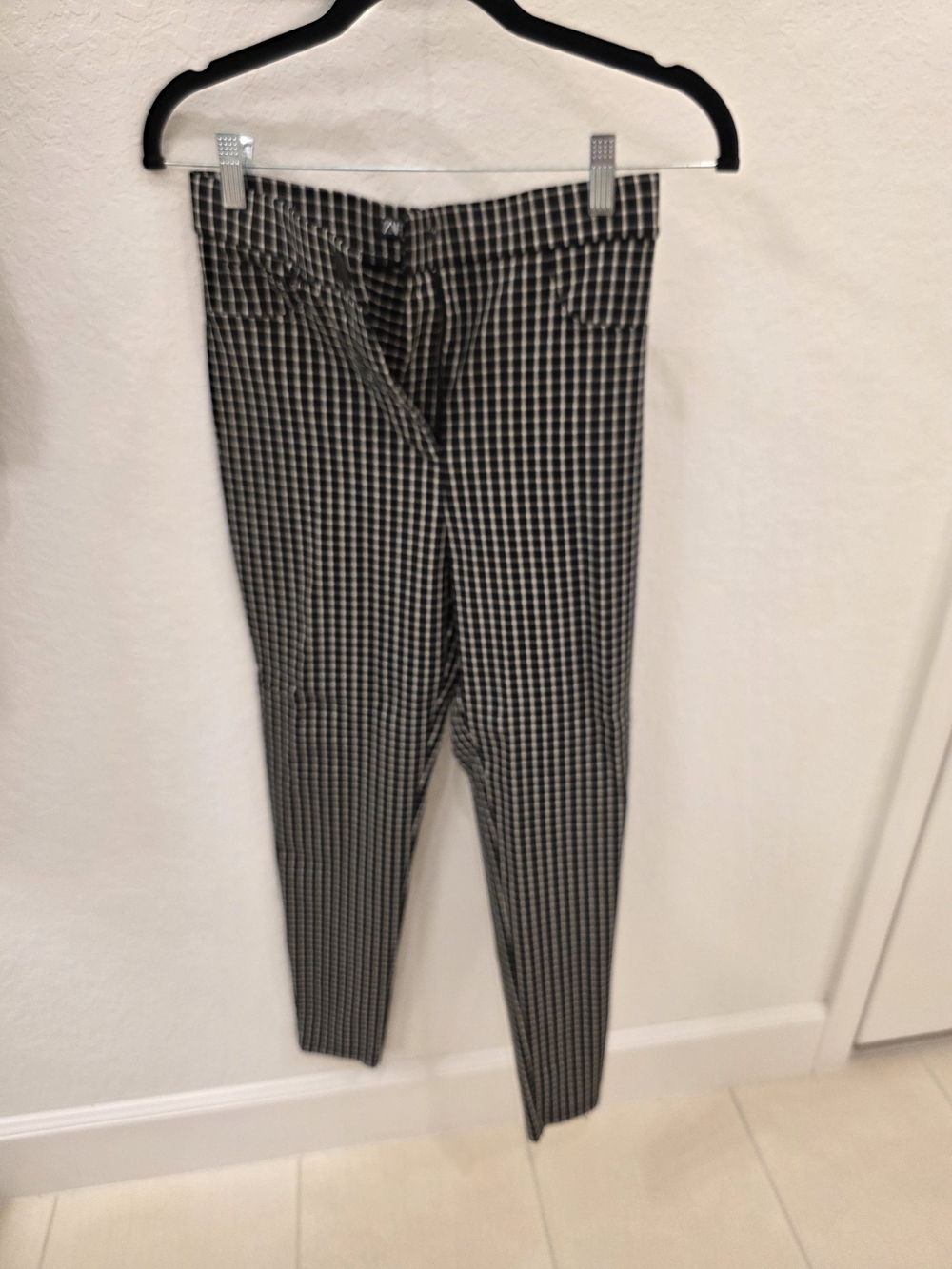 Zara Black & White Check Slim Chinos